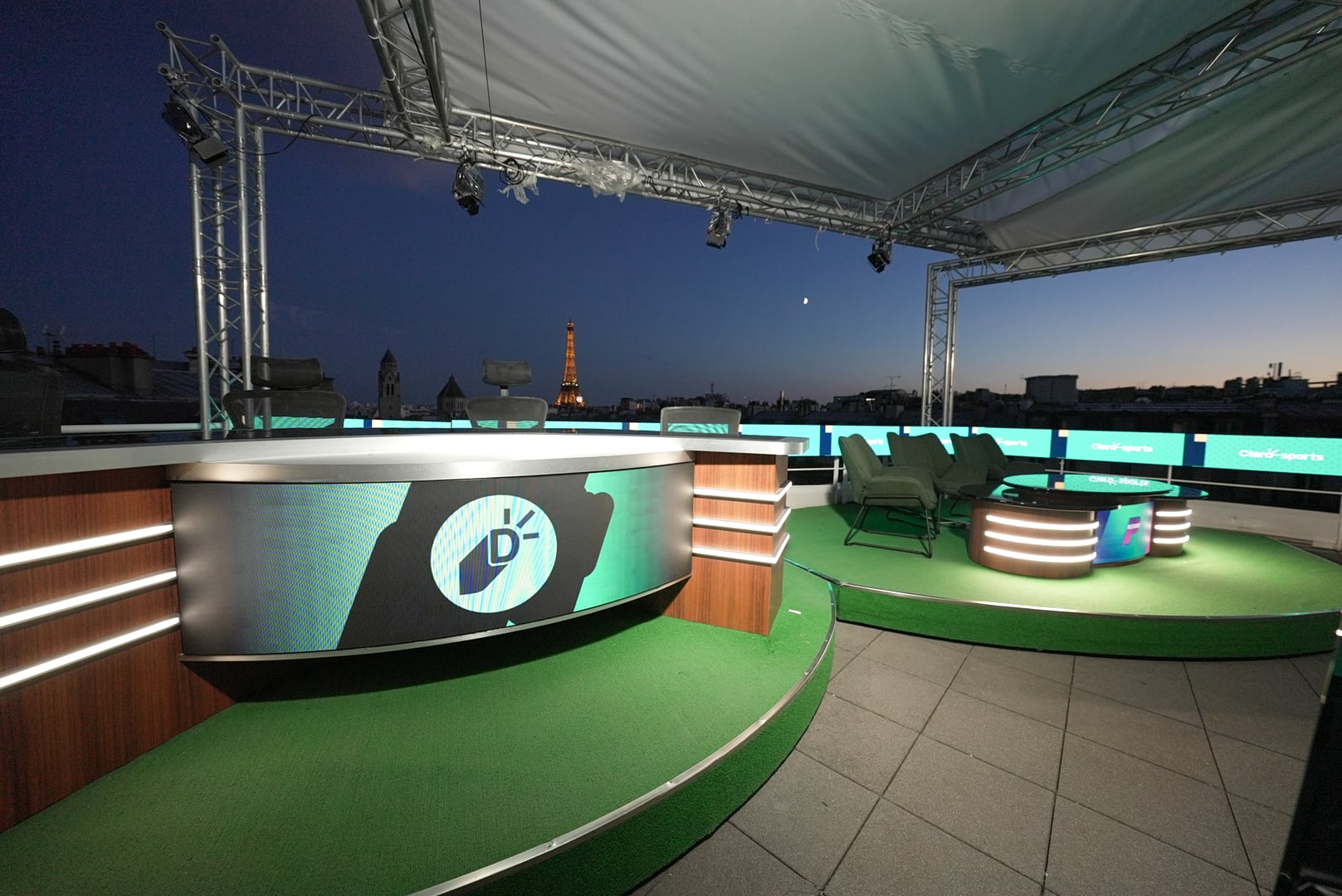 Rooftop PTZ Remote Production — Eiffel Tower Night TV Set 4